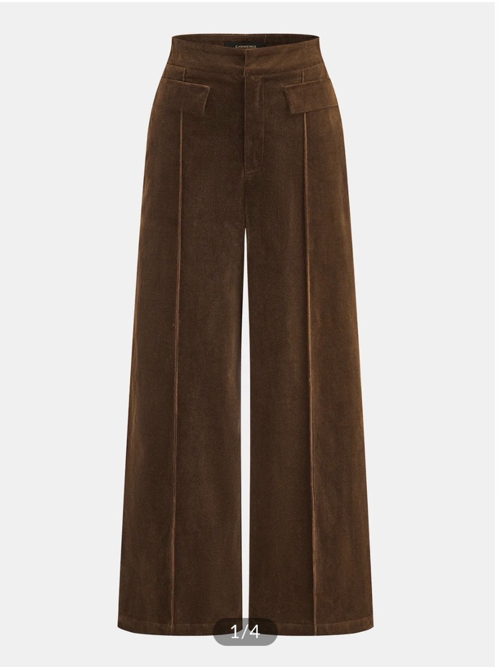 Commense Brown Wide-Leg High-Waist Corduroy Pants